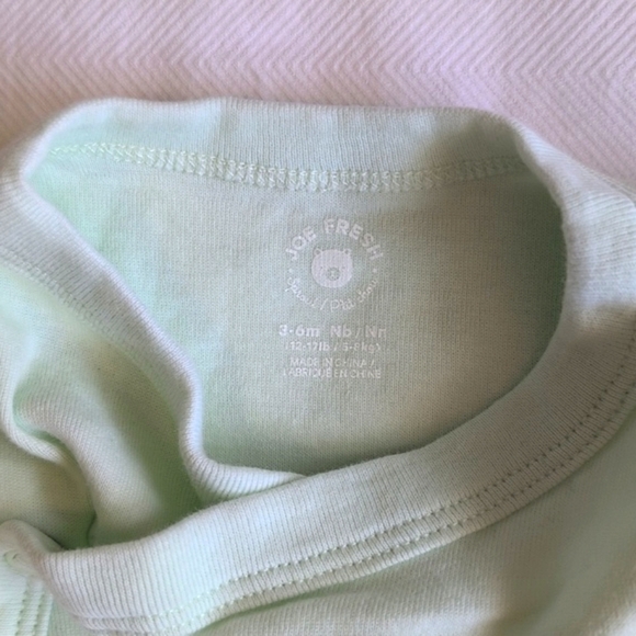 joe fresh pastel green snap kimono style long sleeve bodysuit 3-6 months baby - Picture 3 of 6